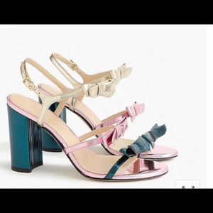 J. Crew Collection Metallic Stella Bow Heels, sz 9